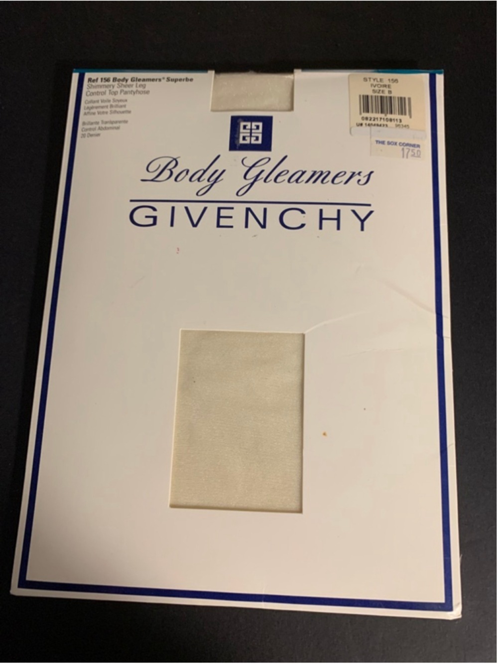Body Gleamers Givenchy Ivory Shimmery Sheer Leg Control Top Pantyhose size B